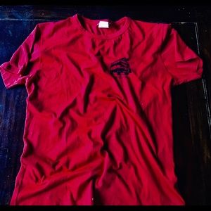 Red T-shirt with a van print!